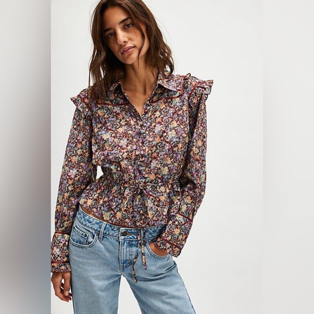 Free People Printed Daybreak Blouse